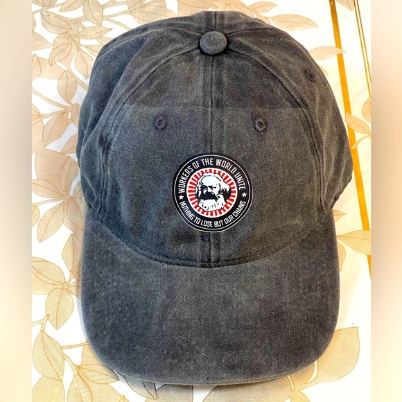 Karl Marx Baseball Cap Hat Adjustable Unisex Political  Philosophy VTG  GRAY - Picture 1 of 5
